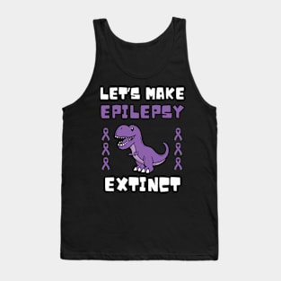 Epilepsy Extinct T-Rex Epilepsy Awareness Month Kids Tank Top